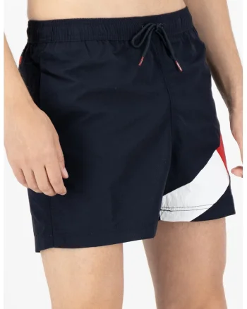 Pantaloni scurti slim fit de baie cu logo, Bleumarin