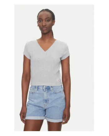 Tricou dama,  gri, bumbac elastan