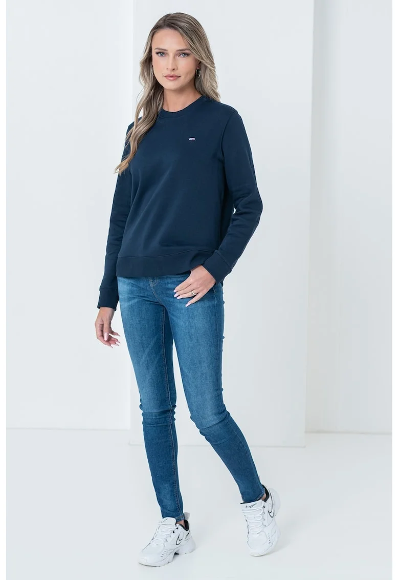 Bluza de trening cu decolteu la baza gatului, Bleumarin