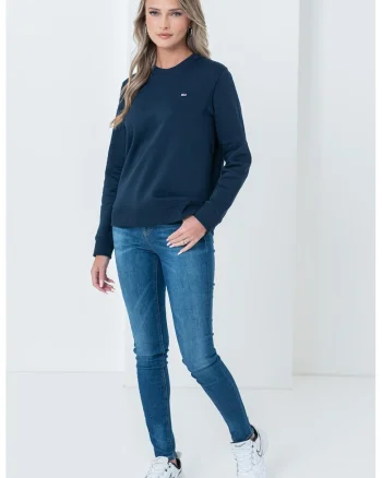 Bluza de trening cu decolteu la baza gatului, Bleumarin
