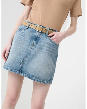 Fusta mini de denim, Albastru deschis