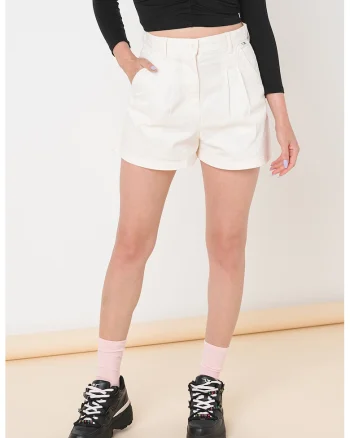 Pantaloni scurti uni din bumbac organic, Alb
