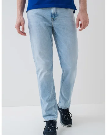 Blugi relaxed fit de denim cu buzunare, Albastru deschis