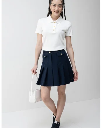 Tricou polo slim fit, Alb