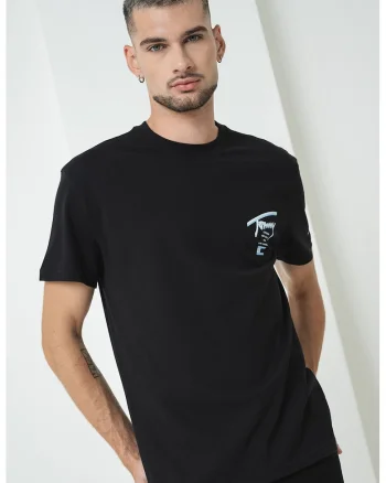 Tricou de bumbac Signature City, Alb/Negru/Albastru