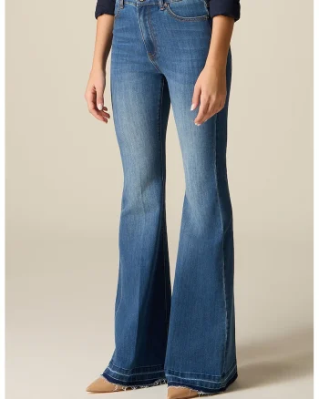 Blugi bootcut cu talie inalta, Albastru