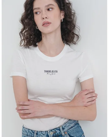 Tricou slim fit cu imprimeu logo, Alb
