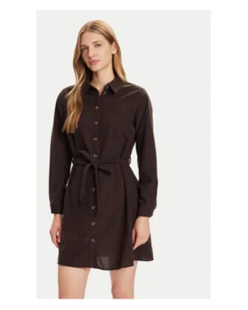Rochie camasa Dama,  maro, 100% poliester reciclat