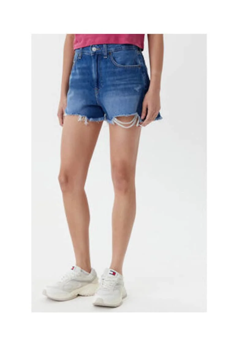 Pantaloni scurti din denim dama,  albastru, bumbac/bumbac reciclat,