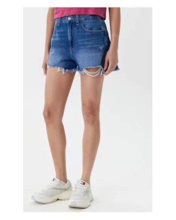 Pantaloni scurti din denim dama,  albastru, bumbac/bumbac reciclat,
