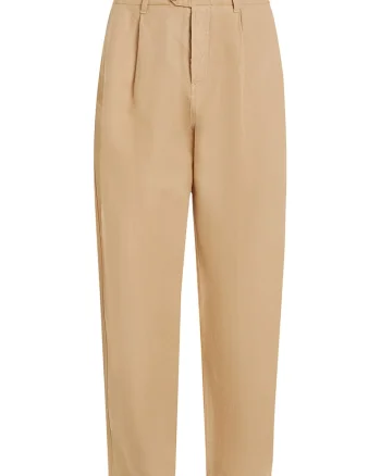 Pantaloni chino din amestec de bumbac organic si in, Bej