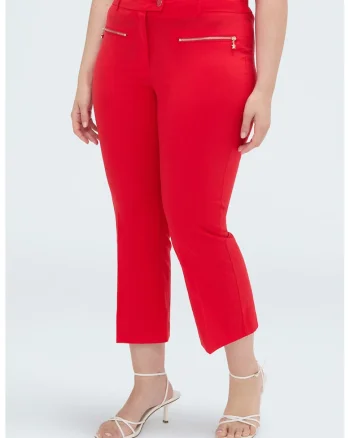 Pantaloni capri din amestec de lyocell, Rosu vermillion