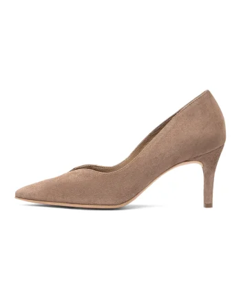 Pantofi stiletto de piele intoarsa Taylor, Bej inchis