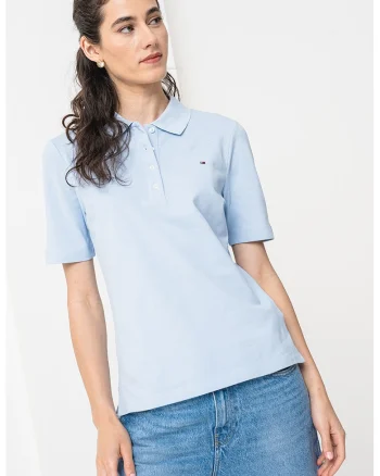 Tricou polo regular-fit cu logo discret, Albastru pastel