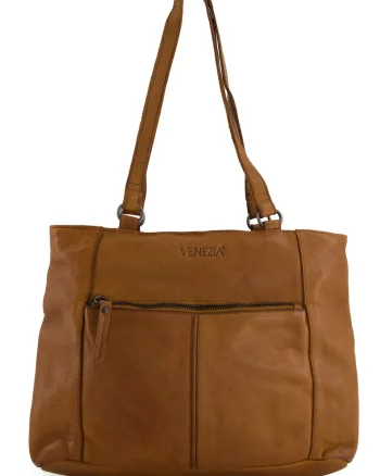 Geanta shopper din piele naturala cu doua barete fixe