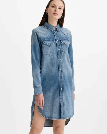 Rochie-camasa din denim De-Blanche,
