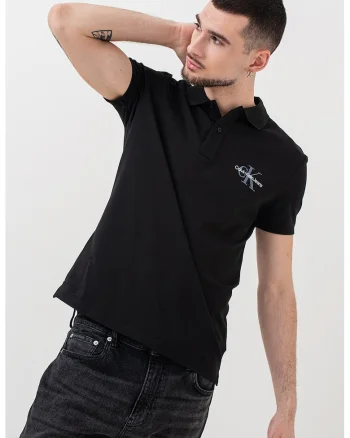 Tricou polo cu logo, Albastru prafuit/Negru stins/Alb optic