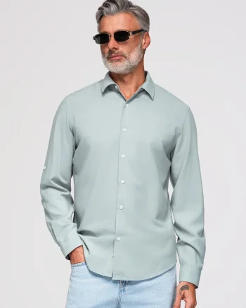 Camasa barbati regular cu guler clasic OM-SHCS-0190, Verde deschis