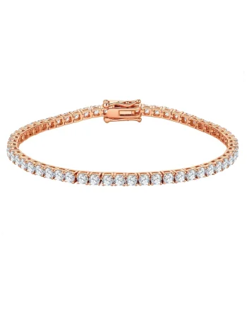 Bratara placata cu aur de 14K si decorata cu zirconia, Auriu rose