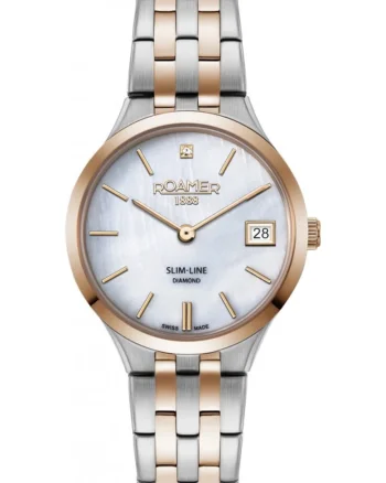 Ceas de dama  864857 49 20 50, roz cu aur roz clasic, cu diamante