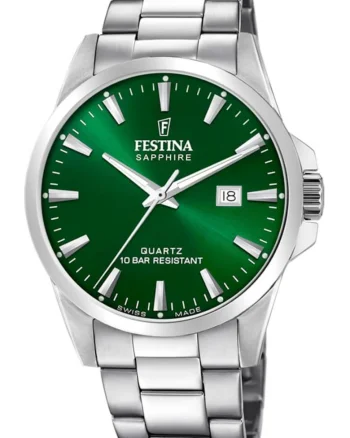 Ceas de barbati  20024/6, verde clasic, potrivit pentru inot