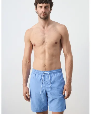 Pantaloni scurti de baie cu cuzunar cu clapa pe spate, Albastru azur