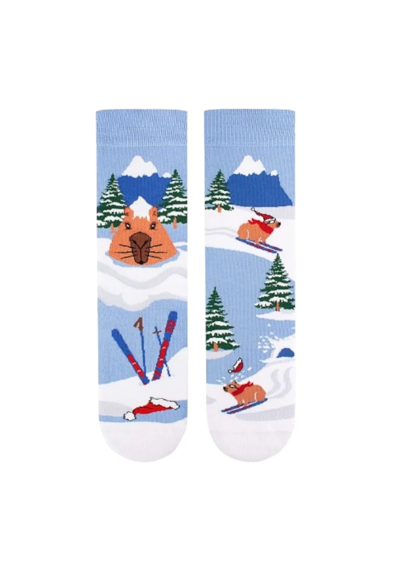 Sosete din bumbac organic de Craciun Arty Socks Capybara George Albastru