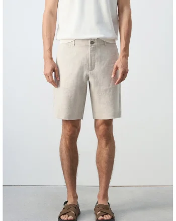 Bermude chino slim fit de in, Bej deschis