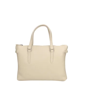Geanta piele cu bareta de Bej, Bej, 22x17x3