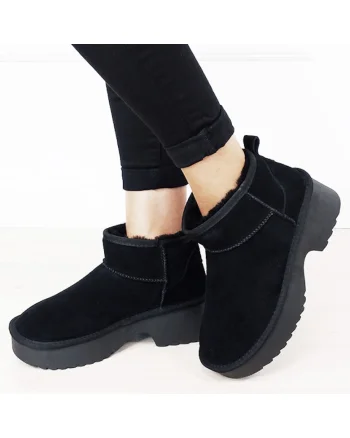 Ghete negre din piele naturala W5878 114 18261, Maro cafeniu