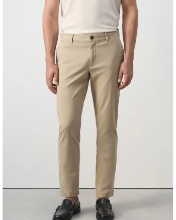 Pantaloni chino conici cu buzunare, Bej