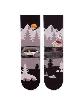 Sosete bumbac Arty Socks Peisaj Montan Gri