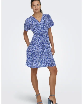 Rochie cu imprimeu floral Evida, Alb/Albastru