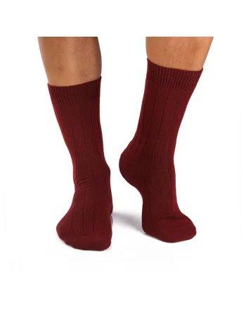 Sosete antibacteriene merino Warm Ribs Bordeaux