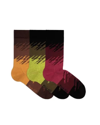Cutie cu 3 Perechi de Sosete cu 98% Bumbac Tuse Artistice - Visiniu, Maro, Khaki