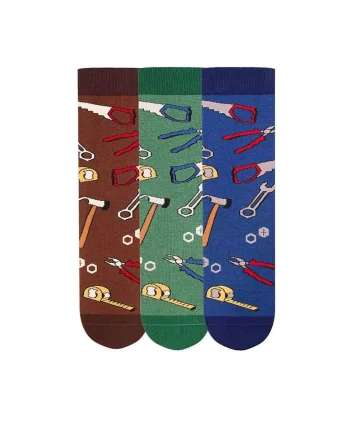Cutie cu 3 perechi de sosete Fine din bumbac organic Dorel Instalatorul Multicolor