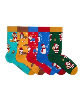 Set 5 perechi de sosete bumbac organic de craciun Colour Cotton Wintertime