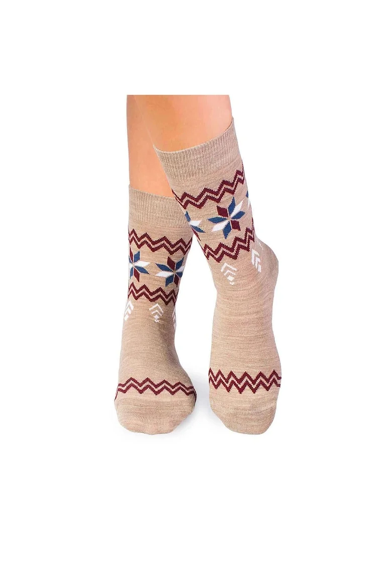 Sosete calduroase din lana merino Snow Bej,