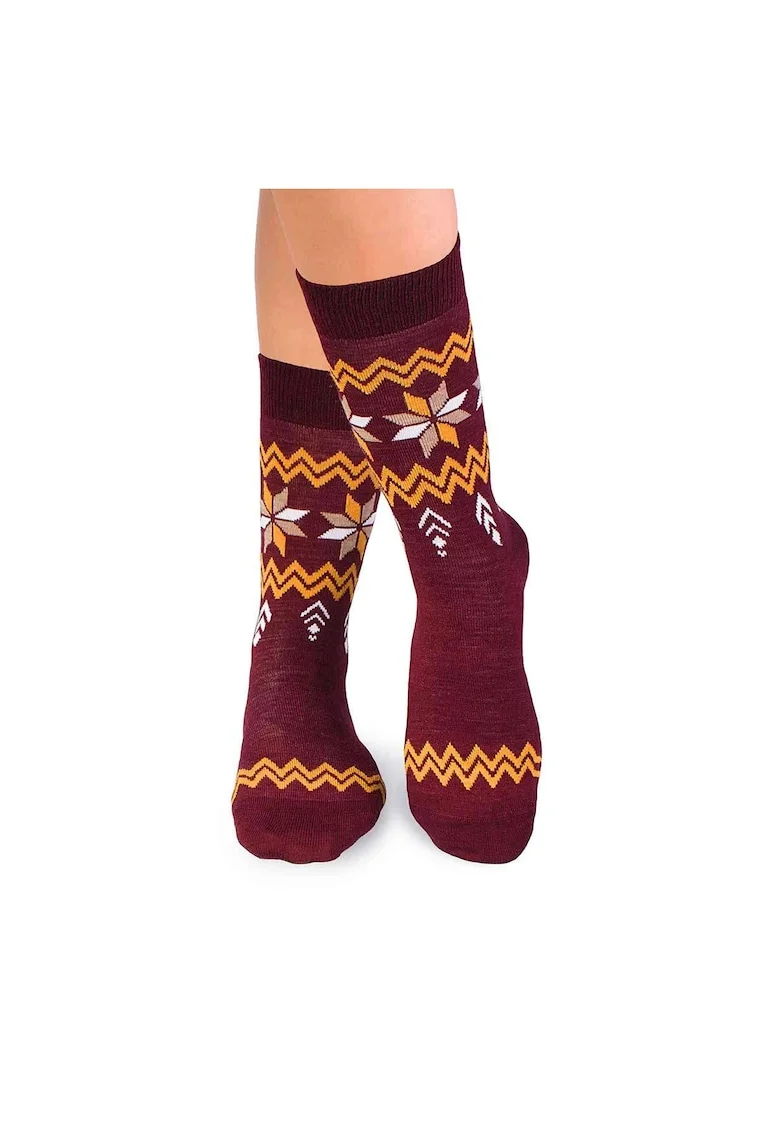 Sosete calduroase din lana merino Snow, 43-46 EU, Bordo