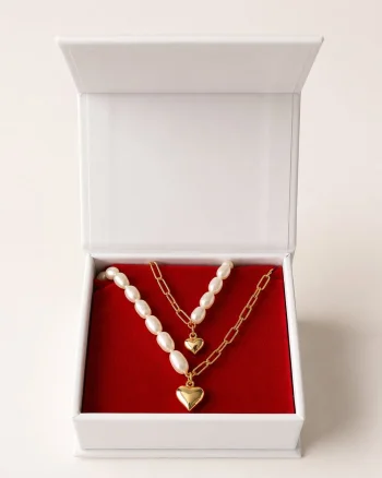 Set cadou pentru dama, Bratara+ Lantisor, model inima, SET44