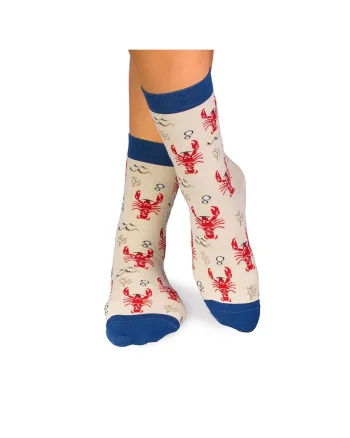 Sosete bumbac Fine Cotton Sealife Homar Ecru