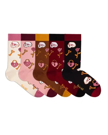 Sosete bumbac LUXURY BOX 5 Colour Cotton VALENTINE'S DAY 5 buc