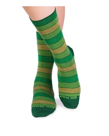 Sosete bumbac organic cu dungi 98% COTTON RICH Verde