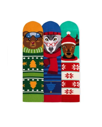 Sosete bambus de craciun BOX 3 Comfort Feet Socks Christmas Bear Deer Wolf