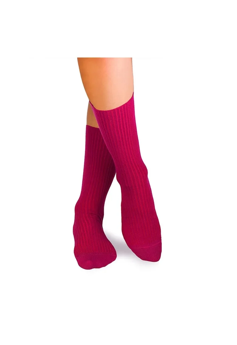 Sosete bumbac lungi fara elastic Fucsia