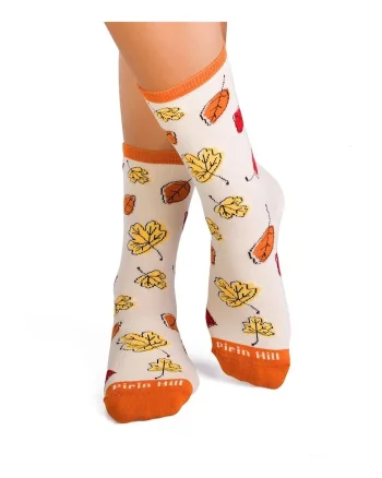 Sosete bumbac organic, COLOUR COTTON AUTUMN LEAVES Ecru