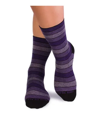 Sosete bumbac organic cu dungi 98% COTTON RICH Violet