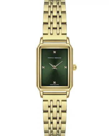 Ceas dreptunghiular cu diamante, Auriu, Aur