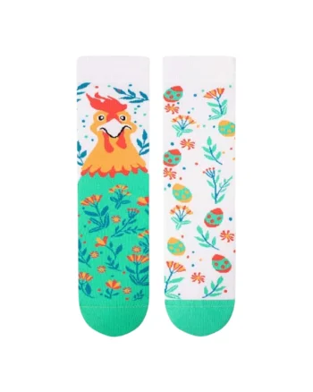 Sosete din bumbac organic Arty Socks Pui de Paste, Alb, Alb
