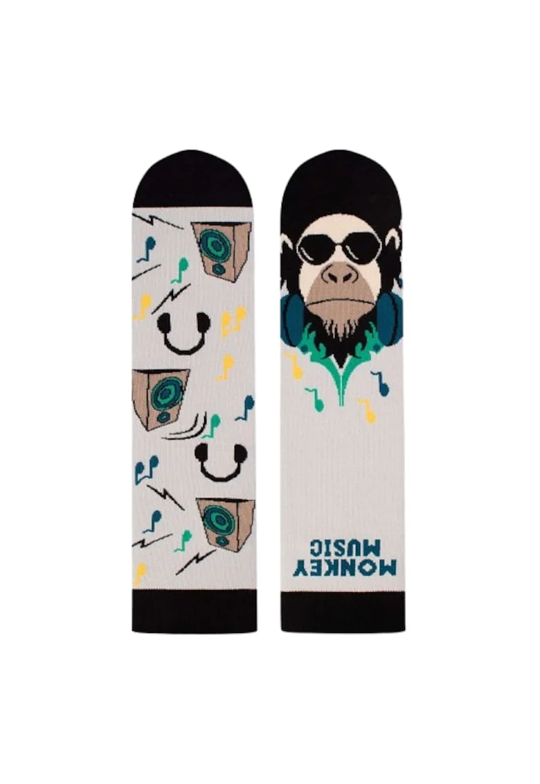 Sosete bumbac Arty Socks Maimuta DJ Albastru pal, Albastru deschis